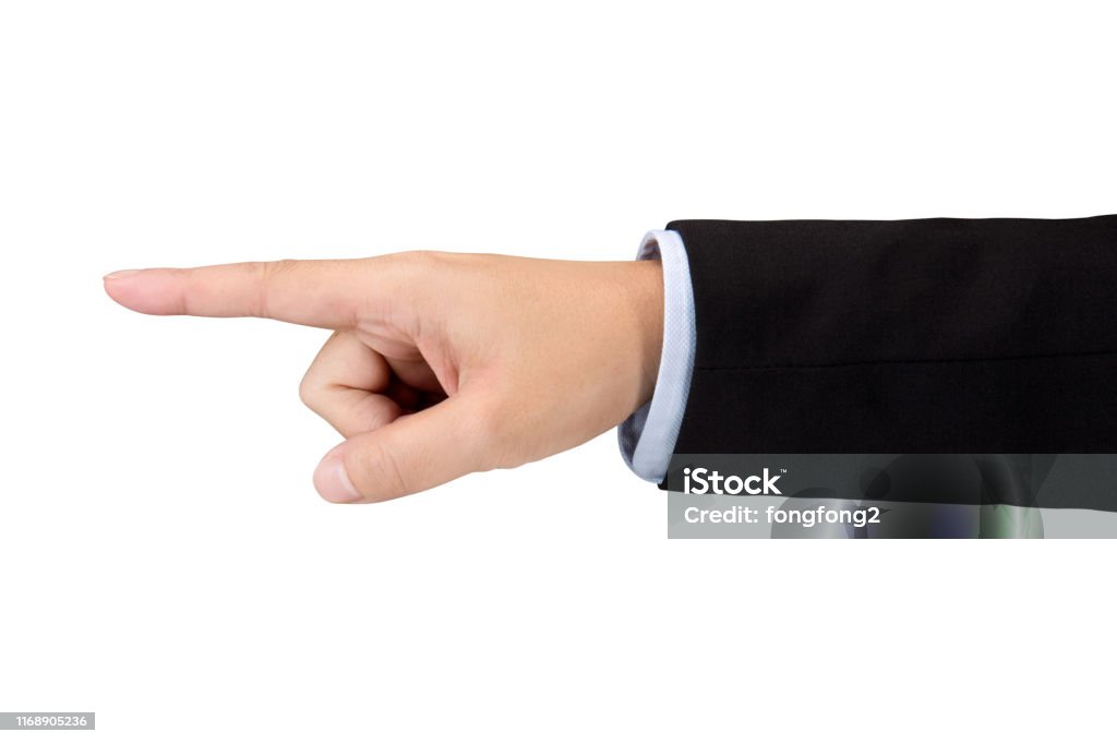 Businessman Pointing to the left side isolated on white with clipping path